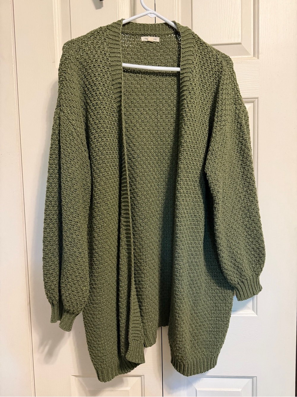 Olive Open-Front Knit Cardigan